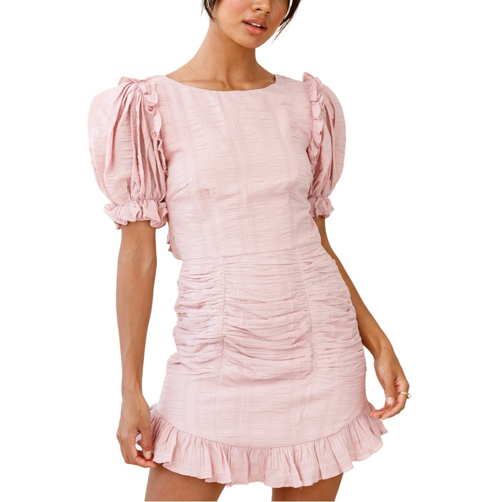 Saint + Secret by Selfie Leslie "Icing on the Cake" Ruched Mini Dress Large